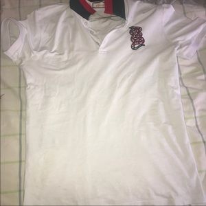 White Gucci collard/polo snake shirt